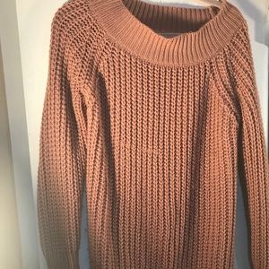 Off the shoulder chunky knit sweater